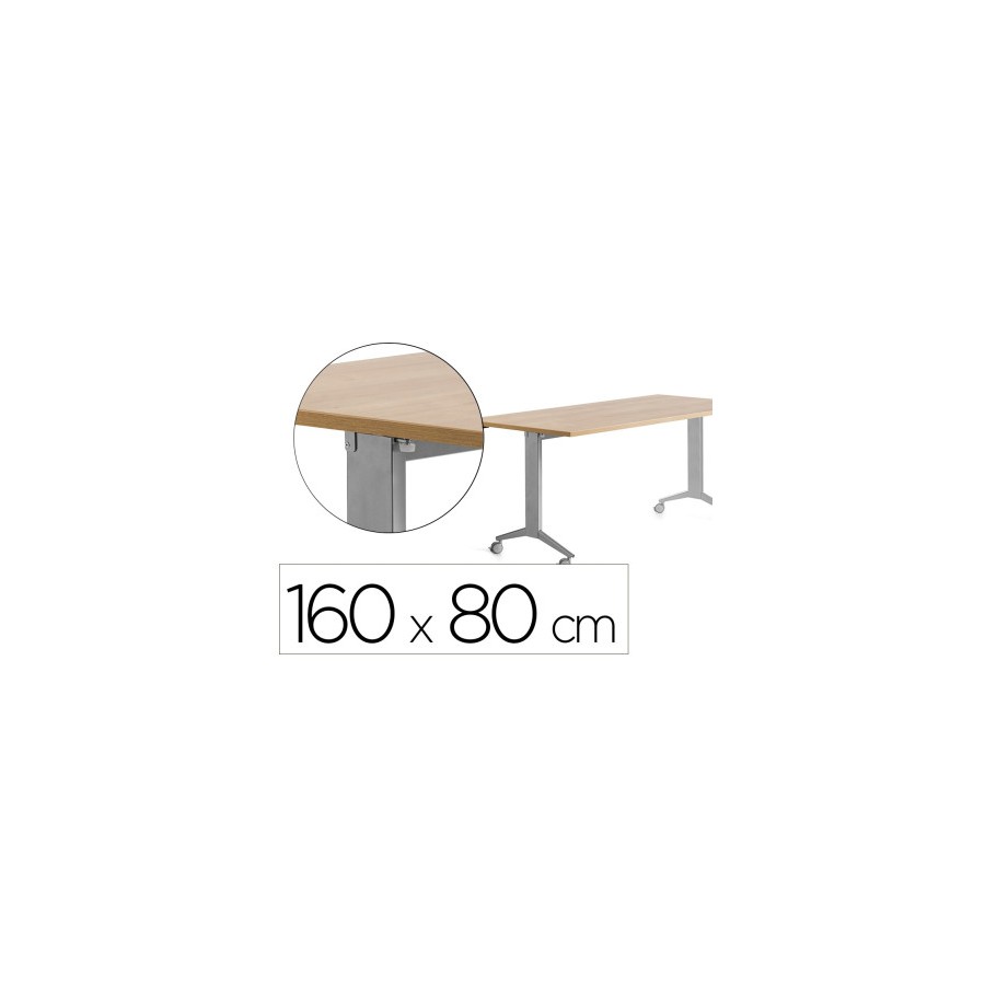 14976-MESA CON TABLERO ABATIBLE 160X80CM COLOR GRIS ALUMINIO/ROBLE ROCADA 2002FD08