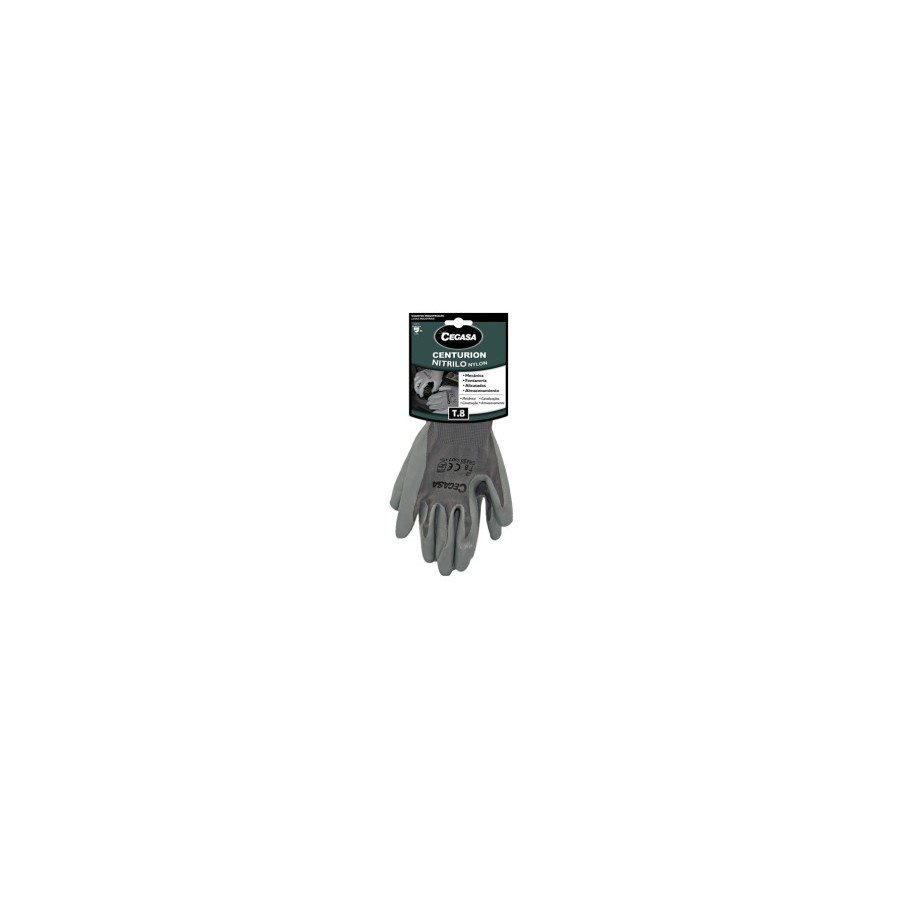 15013-GUANTES DE TRABAJO CENTURION NITRILO/NYLON GRIS T8-MEDIANA M CEGASA 327099