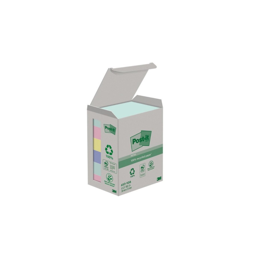 15522-PACK 6 BLOCS 100 HOJAS NOTAS RECICLADAS ADHESIVAS 38X51MM COLORES SURTIDOS CAJA CARTON 653-1GB POST-IT 7100259445 15522-PACK 6 BLOCS 100 HOJAS NOTAS RECICLADAS ADHESIVAS 38X51MM COLORES SURTIDOS CAJA CARTON 653-1GB POST-IT 7100259445
