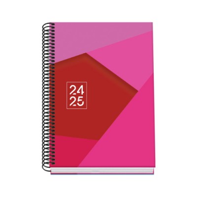 AGENDA ESCOLAR 2024 2025 TAMANO A5 TAPA CARTON FORRADO SEMANA VISTA TANGRAM BASIC ROSA DOHE 51745