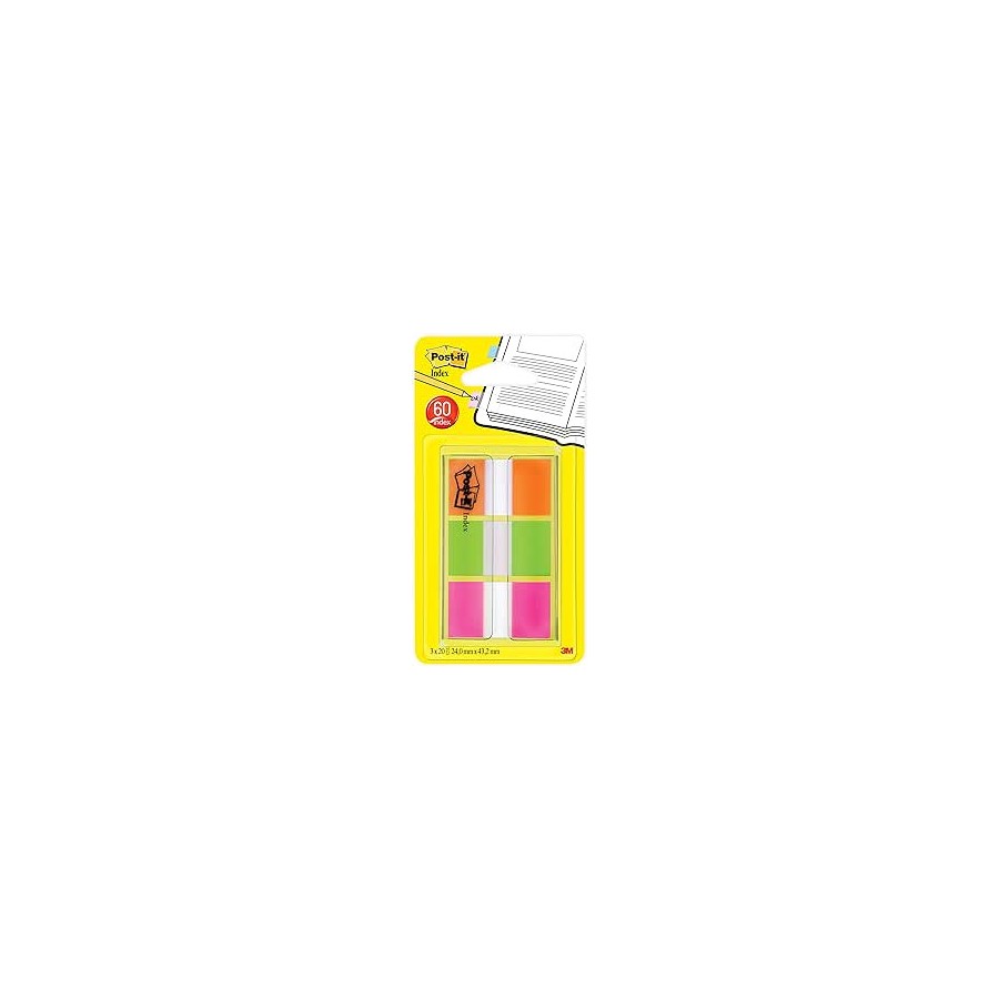 15625-BLISTER DISPENSADOR 60 MARCADORES INDEX 25,4X43,2MM NARANJA/ROSA/VERDE 680-ROYN POST-IT 7100102571