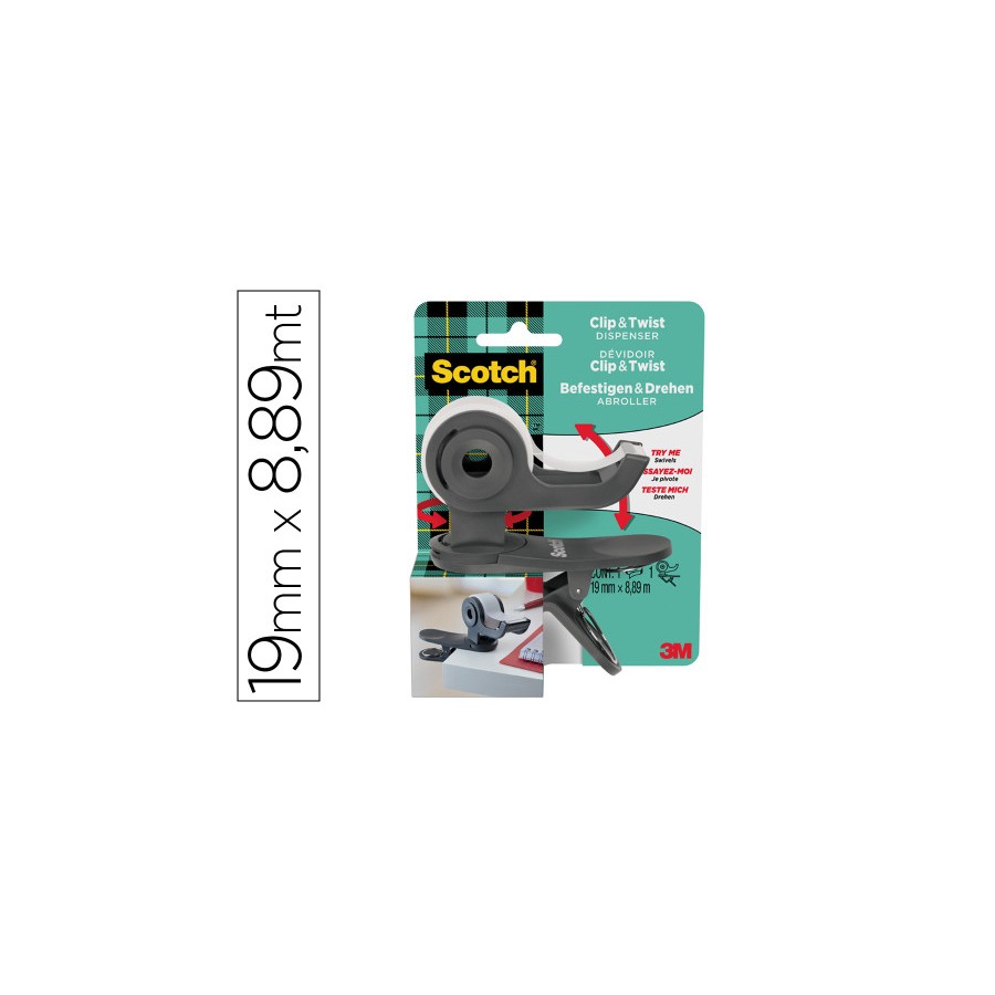 15666-DISPENADOR PORTARROLLOS CLIP C19 GRIS CON ROLLO CINTA INVISIBLE 19MM X 8,89M MAGIC C19-CLIP-CG-EMEA SCOTH 71002252 15666-DISPENADOR PORTARROLLOS CLIP C19 GRIS CON ROLLO CINTA INVISIBLE 19MM X 8,89M MAGIC C19-CLIP-CG-EMEA SCOTH 71002252