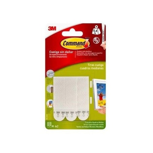 15709-BLISTER TIRAS ADHESIVAS MEDIANAS PARA CUADROS HASTA 5,4KG COMMAND 17201 3M 7100127044