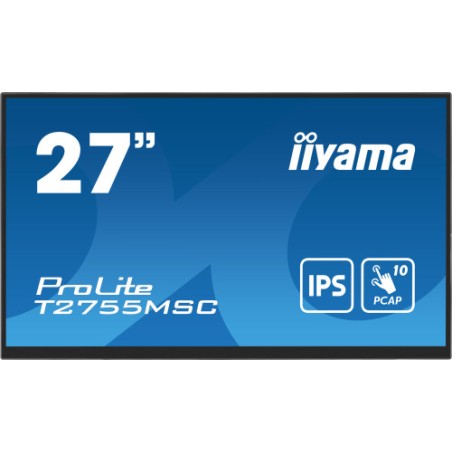 15719-MONITOR IIYAMA 27" IPS BONDED PCAP 10P TOUCH, 1920X1080, FLAT BEZEL FREE GLASS FRONT, HDMI, DISPLAYPORT, 360CD/M2,