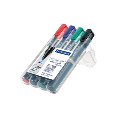 ESTUCHE 4 MARCADORES PERMANENTES LUMOCOLOR 352 TRAZO 2MM SURTIDOS STAEDTLER 352 WP4