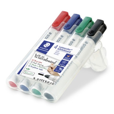 ESTUCHE 4 MARCADORES PIZARRA LUMOCOLOR MARKER 351 TRAZO 2MM SURTIDOS STAEDTLER 351 WP4