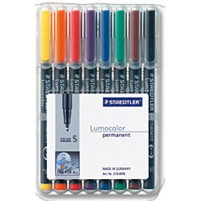 ESTUCHE 8 MARCADORES LUMOCOLOR PERMANENTE PUNTA SUPERFINA 04MM SURTIDOS STAEDTLER 313 WP8