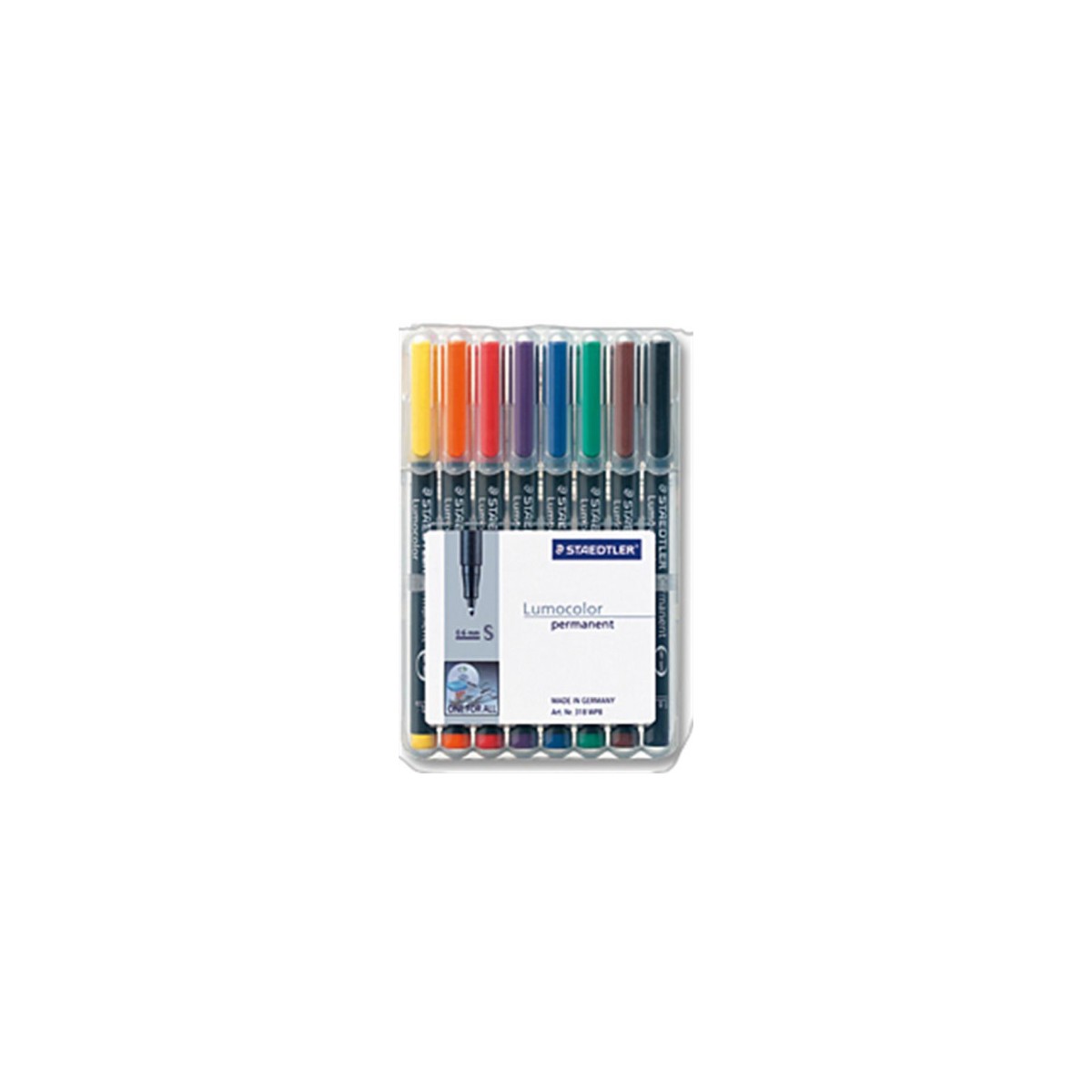 ESTUCHE 8 MARCADORES LUMOCOLOR PERMANENTE PUNTA SUPERFINA 04MM SURTIDOS STAEDTLER 313 WP8