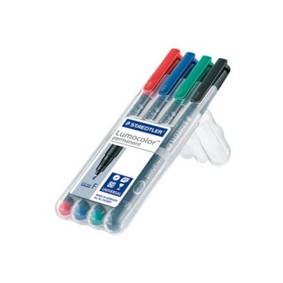 ESTUCHE 4 MARCADORES LUMOCOLOR PERMANENTE PUNTA FINA 06MM SURTIDOS STAEDTLER 318 WP4