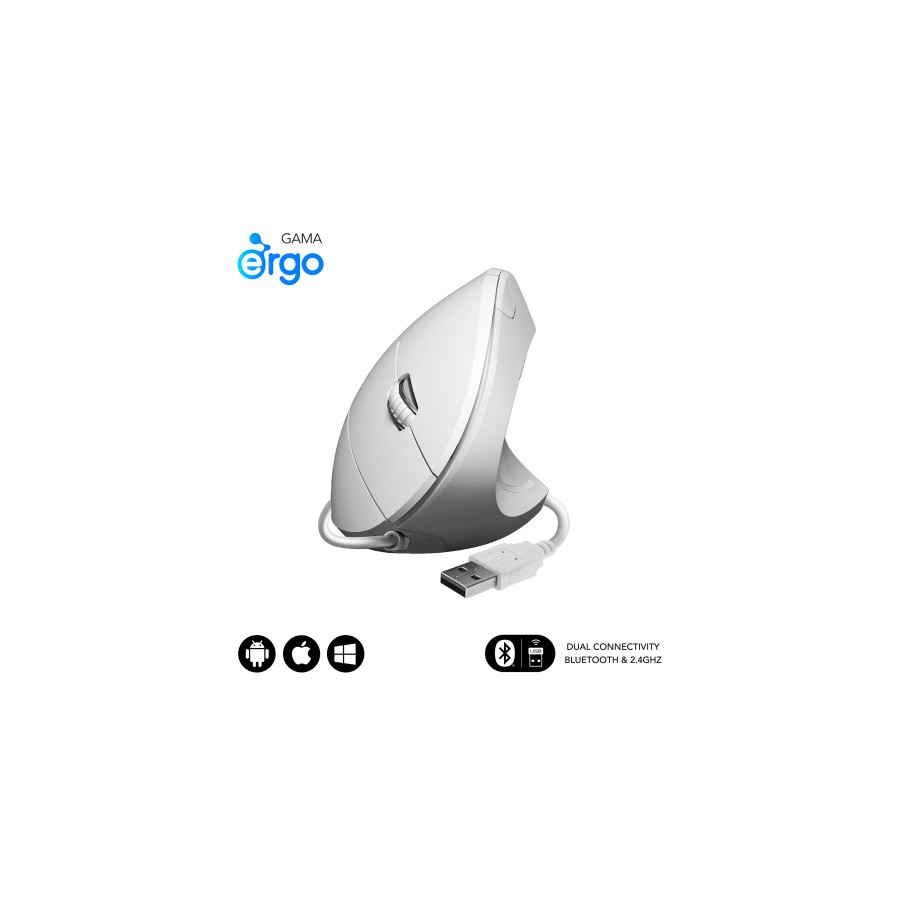 16102-SUBBLIM Raton GLIDE VERTICAL ERGO WIRED MOUSE WHITE 16102-SUBBLIM Raton GLIDE VERTICAL ERGO WIRED MOUSE WHITE