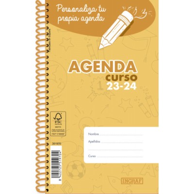 AGENDA ESCOLAR 2023 2024 PERSONALIZABLE 8º DIA PAGINA TAPA POLIPROPILENO INGRAF 351970