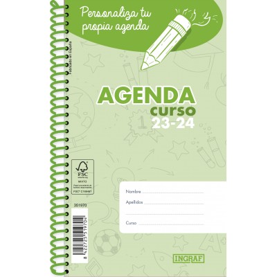 AGENDA ESCOLAR 2023 2024 PERSONALIZABLE 8º DIA PAGINA TAPA POLIPROPILENO INGRAF 351970