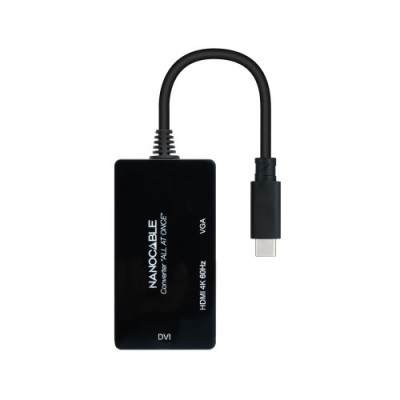 Nanocable 10164301 ALL adaptador de cable de video 02 m USB Tipo C DVI D VGA D Sub HDMI Negro