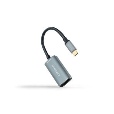 Nanocable Conversor USB C a DisplayPort 8K Aluminio 15 cm Gris