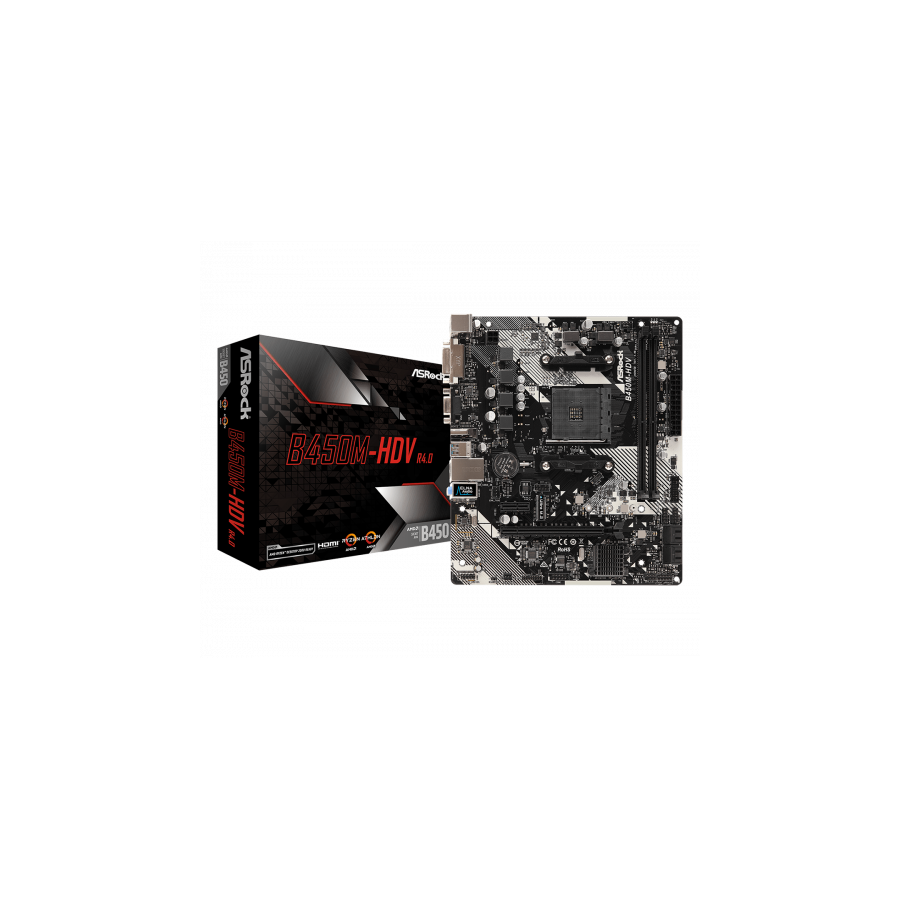170-Asrock B450M-HDV R4.0 Zocalo AM4 Micro ATX AMD B450 170-Asrock B450M-HDV R4.0 Zocalo AM4 Micro ATX AMD B450