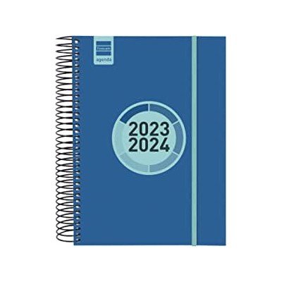 AGENDA ESCOLAR 2023 2024 E10 155X212 1 DiA PaGINA ESPIR LABEL AZUL COBALTO FINOCAM 633121524