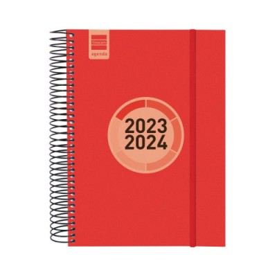 AGENDA ESCOLAR 2023 2024 E10 155X212 1 DiA PaGINA ESPIR LABEL ROJO FINOCAM 633123024