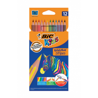 BLISTER 12 LAPICES DE COLORES EVO STRIPES COLORES SURTIDOS BIC 9505221