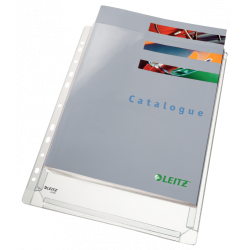 1728-BOLSA 10 FUNDAS FUELLE SIN SOLAPA MULTITALADRO GRAN CAPACIDAD FORMATO A4 170 MICRAS PVC TRANSPARENTE LEITZ 47561003