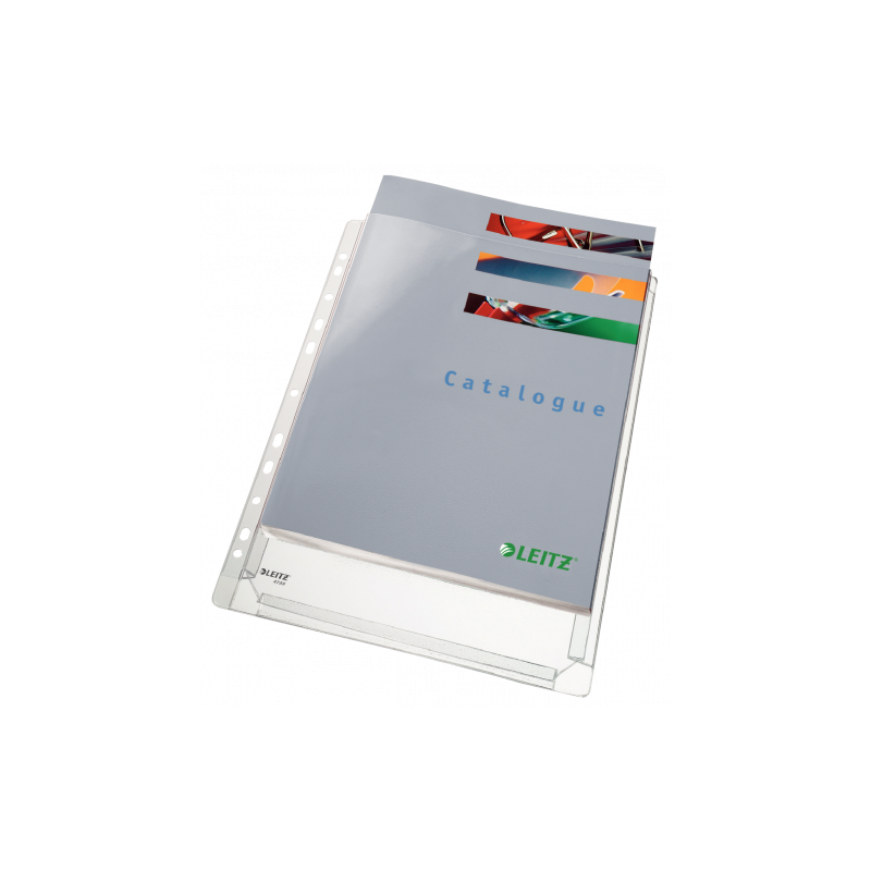 1730-BOLSA 5 FUNDAS FUELLE SIN SOLAPA MULTITALADRO GRAN CAPACIDAD FORMATO A4 170 MICRAS PVC TRANSPARENTE LEITZ 47563003