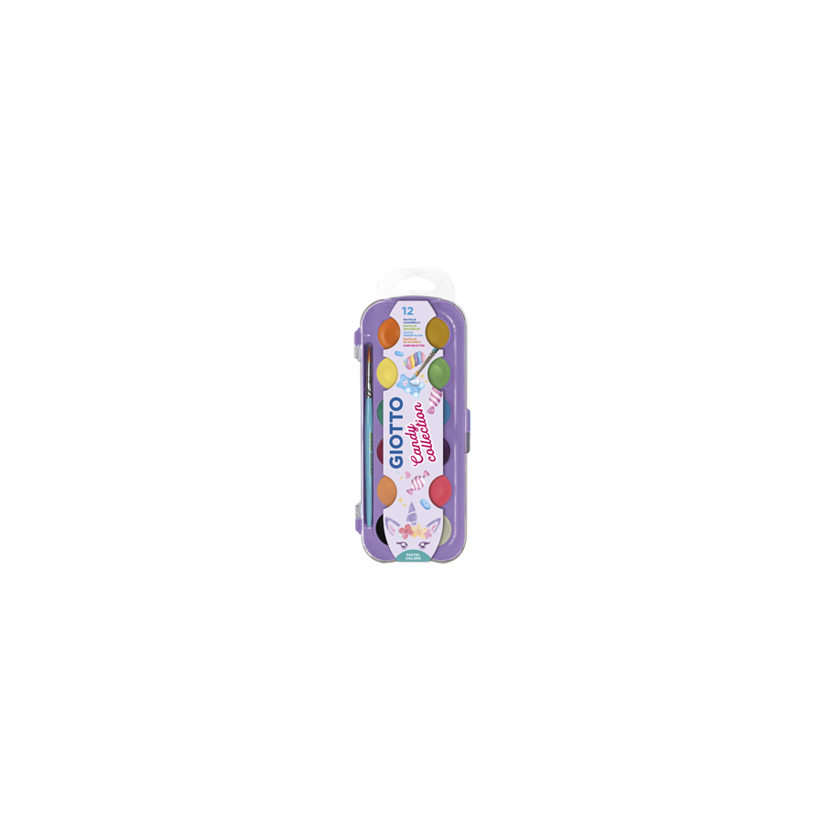 17306-ESTUCHE 12 ACUARELAS CANDY COLLECTION 30 MM + PINCEL GIOTTO F351600