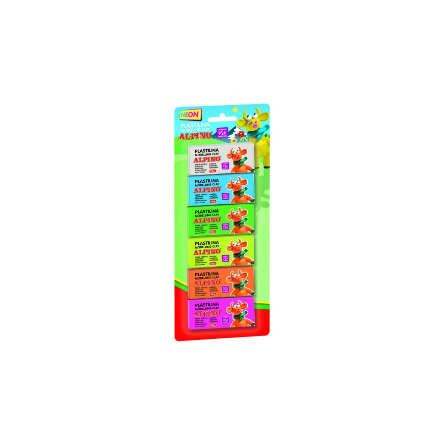 17321-BLISTER 6 UNIDADES PLASTILINA ALPINO 30 GRS.FLUORESCENTE ALPINO DP000936