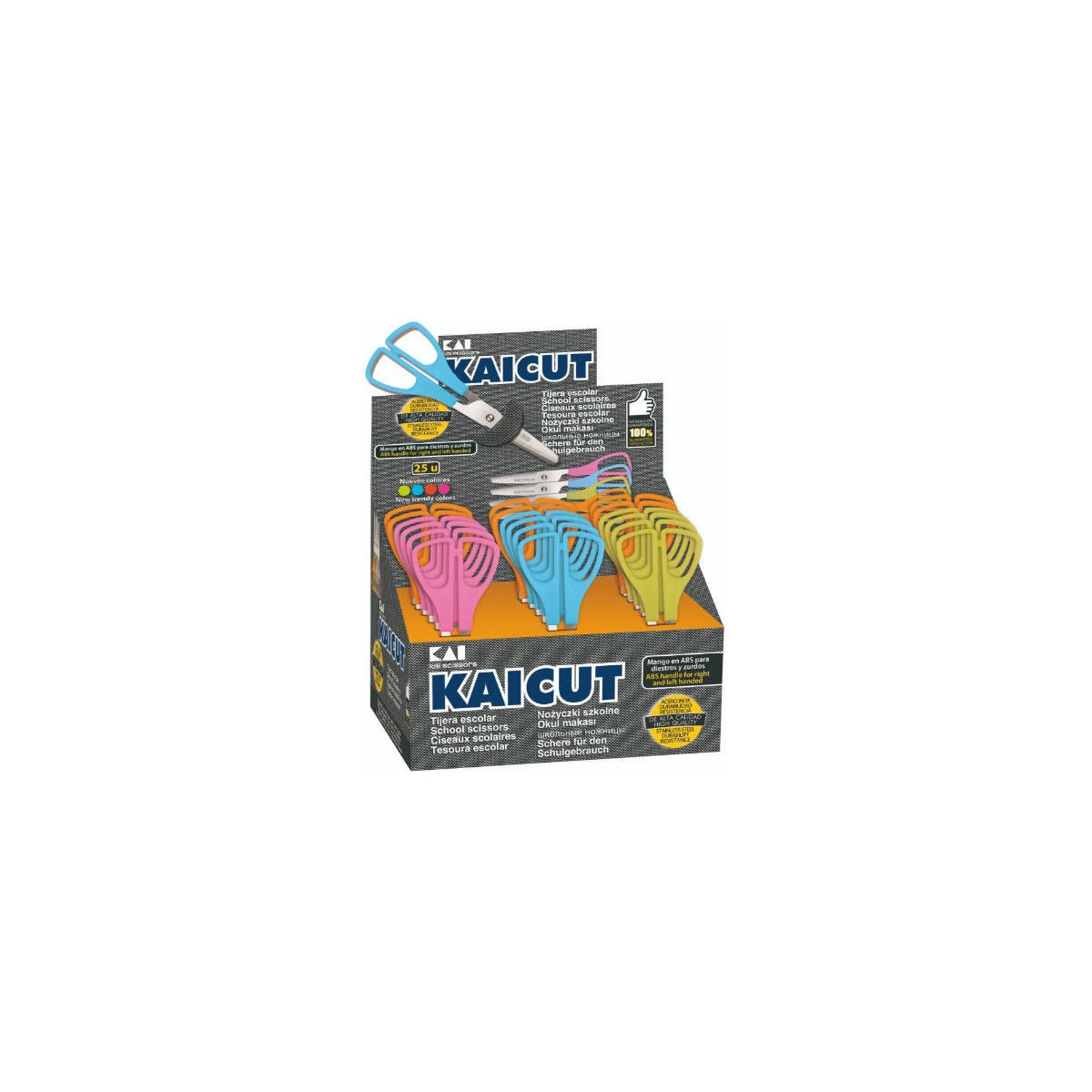 EXPOSITOR DE 25 UNIDADES TIJERAS ESCOLARES KAICUT 13 CM ALPINO PT0014