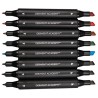 1790-PACK DE 8 ROTULADORES DE 2 PUNTAS FINA Y BISELADA ALTA CALIDAD COLORES SURTIDOS DERWENT 98208