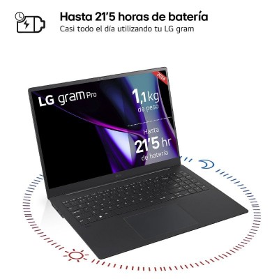 LG PORTATIL 16Z90SP KAA75B GRAM PRO 16 16Z90SP WINDOWS 11 HOME I7 155H TUBOBOOST 16GB LPDDR5 512 GB SSD IRIS ARC 12KG 235H