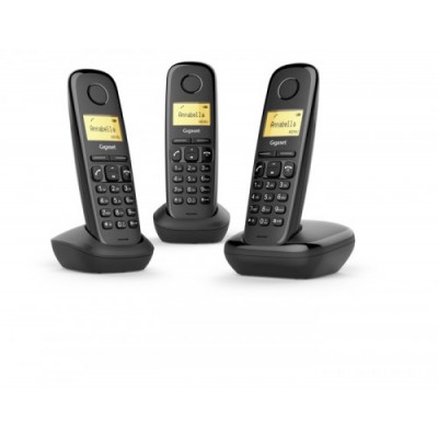 Gigaset A170 Trio Telefono DECT analogico Negro Identificador de llamadas