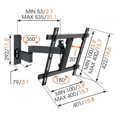 VOGELS WALL 3245 FULL MOTION TV WALL MOUNT NEGRO