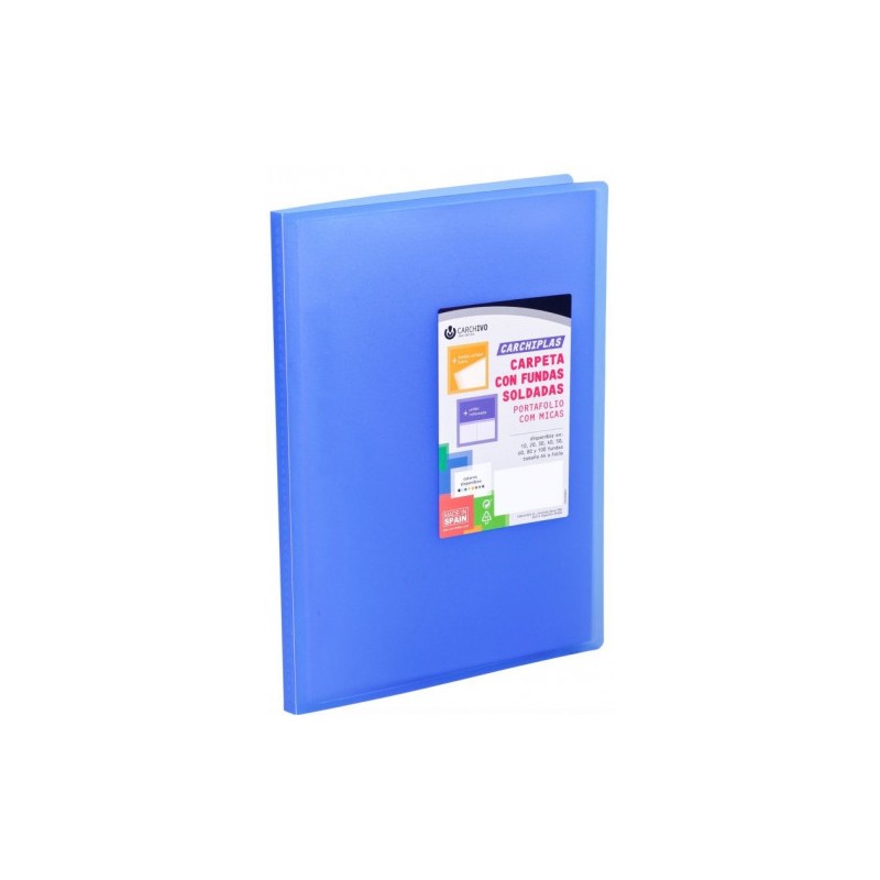 1843-CARPETA CARCHIPLAS-BOOK A4 POLIPROPILENO 20 FUNDAS SOLDADAS AZUL CARCHIVO 50302050