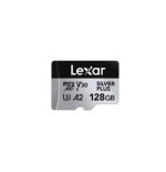18553-LEXAR 128GB LEXAR HIGH-PERFORMANCE SILVER PLUS MICROSDXC UHS-I, UP TO 205MB/S READ 150MB/S WRITE C10 A2 V30 U3,WIT