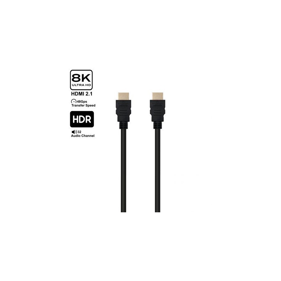19008-EWENT ULTRA HIGH SPEED HDMI 2.1 CABLE WITH ETHERNET, BLACK, M/M 8,0M, 8K@60HZ, HDR