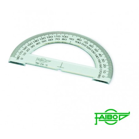 1902-SEMICIRCULO TRANSPARENTE EN PLASTICO INYECTADO GRADUADO Y BISELADO 15 CM. FAIBO 216