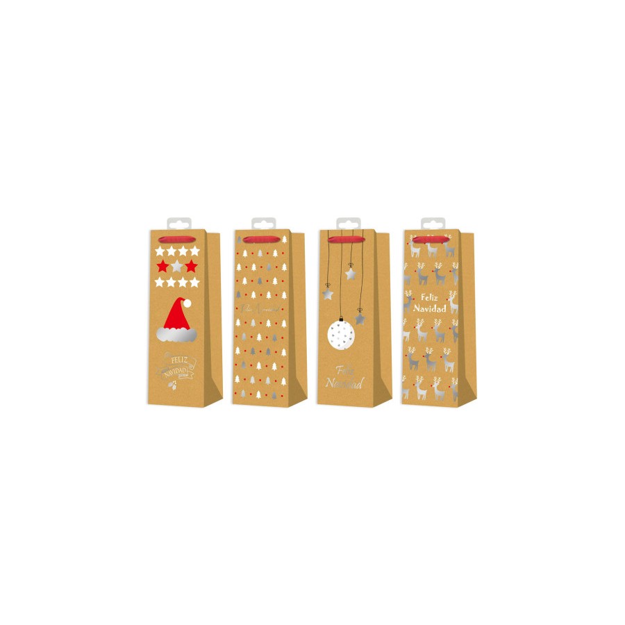 19385-BOLSA BOTELLAS NAVIDAD KRAFT BISMARK 332863
