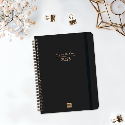 AGENDA 2025 TRENDY ALMA E10 155X212MM SEMANA VISTA HORIZONTAL NEGRO FINOCAM 762020125