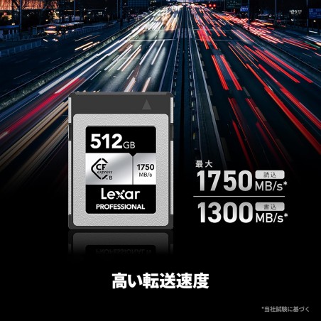 20339-LEXAR 512GB PROFESSIONAL CFEXPRESS TYPE B CARD SILVER, UP TO 1750MB/S READ 1300MB/S WRITE