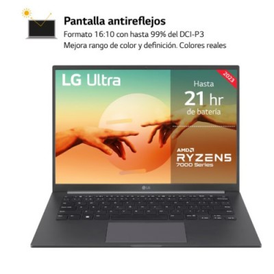 LG PORTATIL 14U70R GAP56B ULTRA PRO 14 RYZEN5 8GB RAM 512GB SSD GRIS