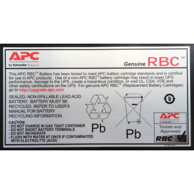 APC Replacement Battery Cartridge 43 Sealed Lead Acid VRLA