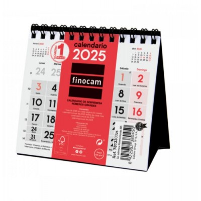 CALENDARIO 2025 SOBREMESA NEUTRO NUMEROS GRANDES XXS 110X100MM FINOCAM 781330025