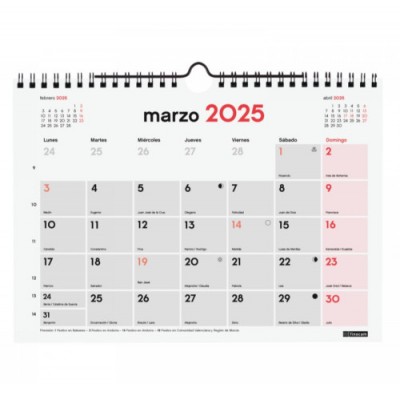 CALENDARIO 2025 NEUTRO PARED ESCRIBIR S 210X150MM FINOCAM 780160025