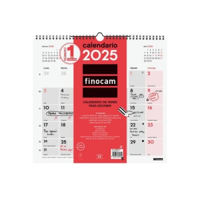 CALENDARIO 2025 NEUTRO PARED ESCRIBIR L 340X320MM FINOCAM 780070025