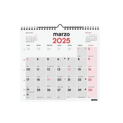 CALENDARIO 2025 NEUTRO PARED NUMEROS GRANDES M 300X210MM FINOCAM 780000025