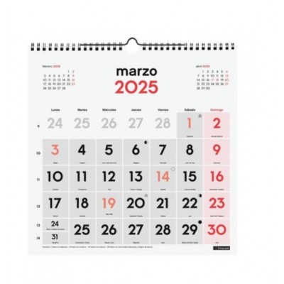 CALENDARIO 2025 NEUTRO PARED NUMEROS GRANDES 300X300MM FINOCAM 780570025