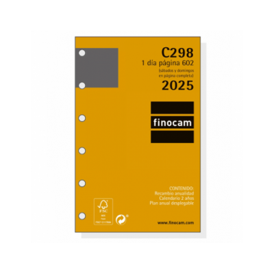 RECAMBIO ANUAL 2025 C298 CLASSIC602 73X114MM DIA PAGINA FINOCAM 201310025