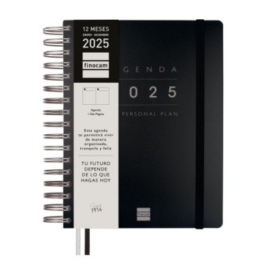 AGENDA 2025 TEMPUS 1 4 155X217MM DIA PAGINA NEGRO FINOCAM 626306025