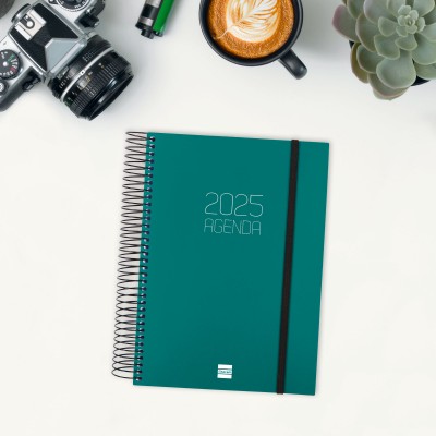 AGENDA 2025 BASIC OPAQUE E10 155X212MM DIA PAGINA VERDE FINOCAM 742912025