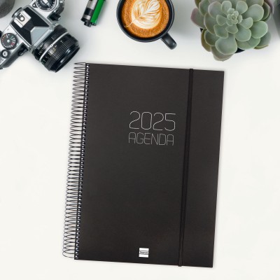 AGENDA 2025 BASIC OPAQUE E40 210X297MM DIA PAGINA NEGRO FINOCAM 742926025