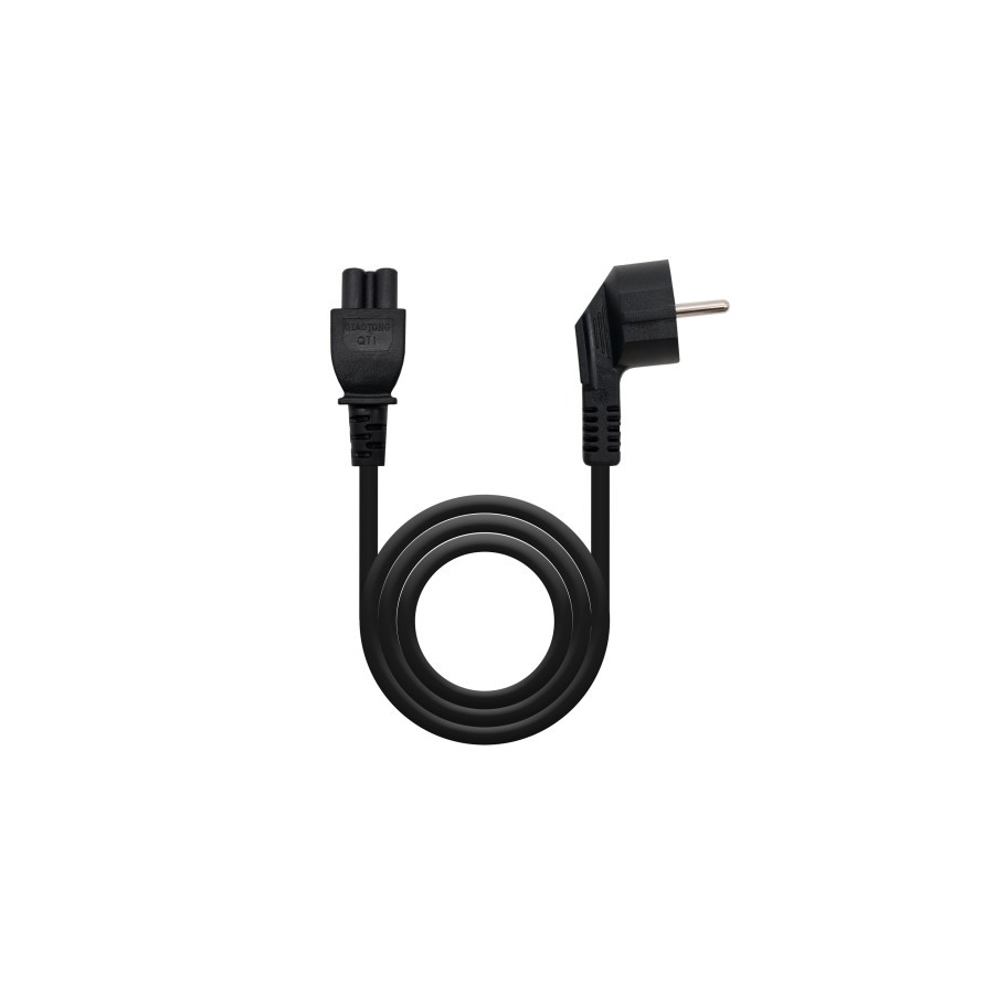 21149-Nanocable Cable de Alimentacion Trebol, CEE7 acodado/M-C5/H, Negro, 3 m